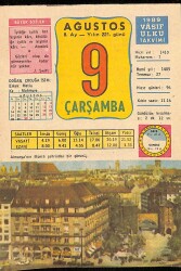 9 Ağustos 1989 Takvim Yaprağı - Doğum Günü Hediyesi EFM(N)9534 - Gökçekoleksiyon