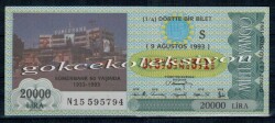 9 Ağustos 1993 Çeyrek Bilet PYB2060 - Gökçekoleksiyon