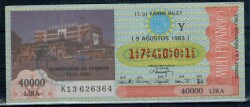 9 Ağustos 1993 Yarım Bilet PYB2059 - Gökçekoleksiyon