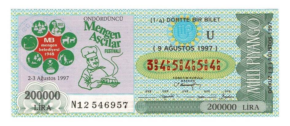 9 Ağustos 1997 (14) Dörtte Bir Bilet PYB5099 - 1