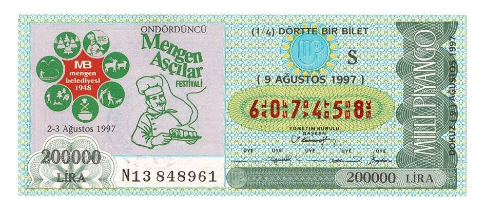9 Ağustos 1997 (14) Dörtte Bir Bilet PYB5100 - 1