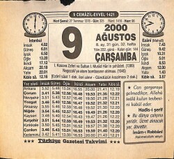 9 Ağustos 2000 Takvim Yaprağı - Doğum Günü Hediyesi EFMN14282 - Gökçekoleksiyon