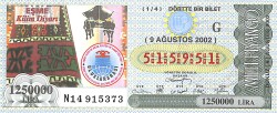 9 Ağustos 2002 Piyango Bileti Dörtte Bir Bilet PYB6741 - Gökçekoleksiyon