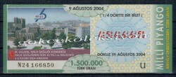 9 Ağustos 2004 Çeyrek Bilet PYB2161 - Gökçekoleksiyon