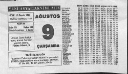 9 Ağustos 2006 Takvim Yaprağı - Doğum Günü Hediyesi EFM(N)9945 - 1