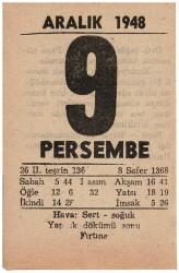 9 Aralık 1948 Takvim Yaprağı EFM819 - 3