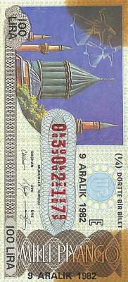 9 Aralık 1982 Piyango Bileti Çeyrek Bilet PYB6015 - 1