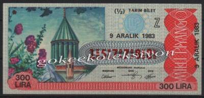 9 Aralık 1983 Piyango Bileti Yarım Bilet PYB2305 - 1