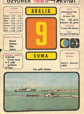 9 Aralık 1983 Takvim Yaprağı - Doğum Günü Hediyesi EFM(N)11531 - 1