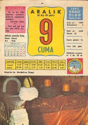 9 Aralık 1983 Takvim Yaprağı - Doğum Günü Hediyesi EFMN13603 - Gökçekoleksiyon