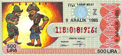 9 Aralık 1985 Piyango Bileti Yarım Bilet - Hacivat İle Karagöz PYB6024 - 1
