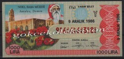 9 Aralık 1986 Yarım Bilet PYB2359 - Gökçekoleksiyon