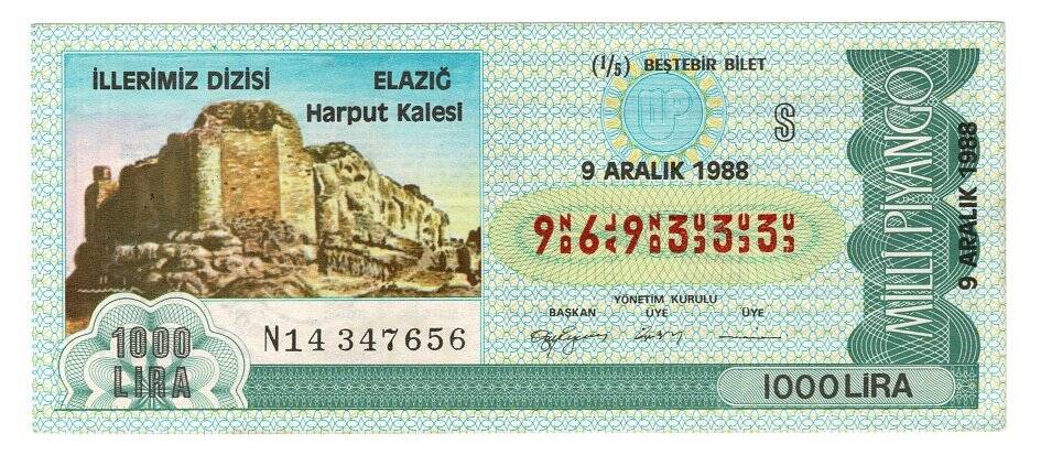 9 Aralık 1988 (15) Beşte Bir Bilet PYB5163 - 1