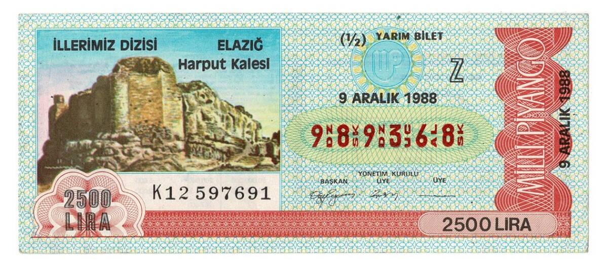 9 Aralık 1988 Yarım Bilet PYB4405 - 1