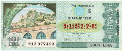 9 Aralık 1989 Beştebir Bilet PYB3098 - 1