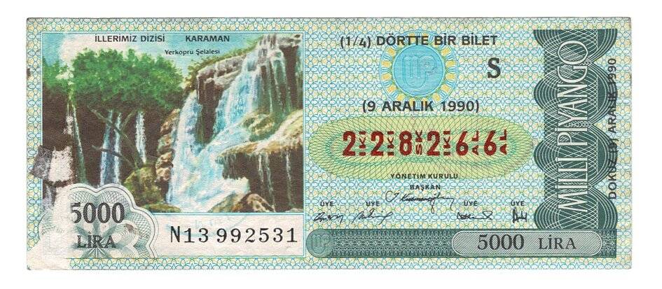 9 Aralık 1990 (14) Dörtte Bir Bilet PYB4964 - 1