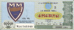 9 Aralık 1994 Piyango Bileti Dörtte Bir Bilet PYB6604 - Gökçekoleksiyon