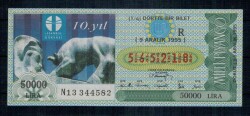 9 Aralık 1995 Çeyrek Bilet PYB1067 - Gökçekoleksiyon