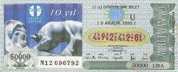 9 Aralık 1995 Piyango Bileti Dörtte Bir Bilet PYB6619 - Gökçekoleksiyon