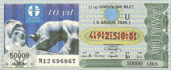 9 Aralık 1995 Piyango Bileti Dörtte Bir Bilet PYB6708 - Gökçekoleksiyon