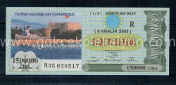 9 Aralık 2003 Çeyrek Bilet PYB1277 - Gökçekoleksiyon