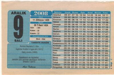 9 Aralık 2008 Takvim Yaprağı EFM(N)4352 - 3