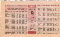 9 Aralık 2008 Takvim Yaprağı EFM(N)4444 - 2