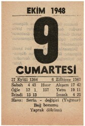 9 Ekim 1948 Takvim Yaprağı EFM839 - 1