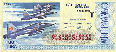 9 Ekim 1978 Piyango Bileti Tam Bilet PYB6213 - 1