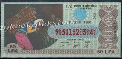 9 Ekim 1980 Çeyrek Bilet PYB1586 - 1