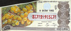 9 Ekim 1982 Piyango Bileti Çeyrek Bilet PYB6479 - Gökçekoleksiyon