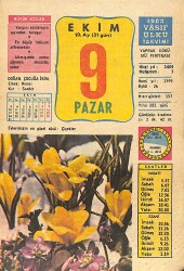 9 Ekim 1983 Takvim Yaprağı - Doğum Günü Hediyesi EFMN14738 - Gökçekoleksiyon