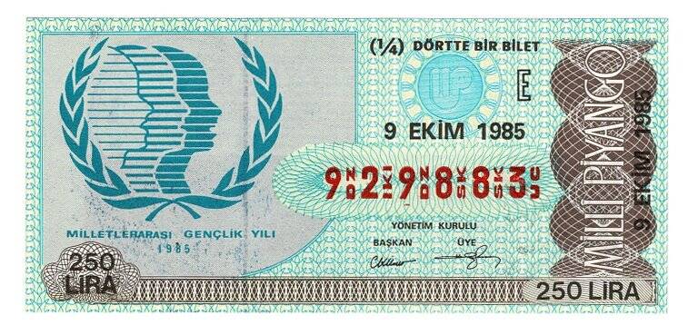 9 Ekim 1985 (14) Dörtte Bir Bilet PYB5047 - 1