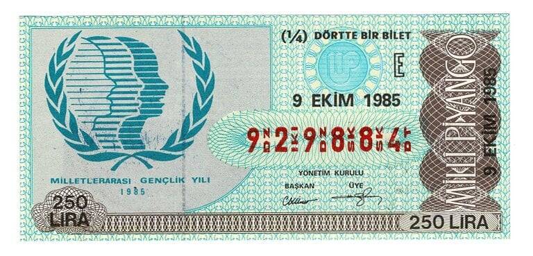 9 Ekim 1985 (14) Dörtte Bir Bilet PYB5048 - 1