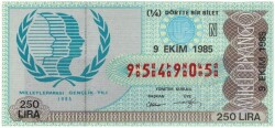 9 Ekim 1985 Çeyrek Bilet PYB3361 - Gökçekoleksiyon