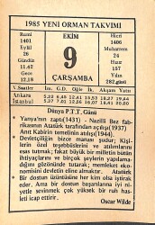 9 Ekim 1985 Takvim Yaprağı - Doğum Günü Hediyesi EFMN14960 - Gökçekoleksiyon
