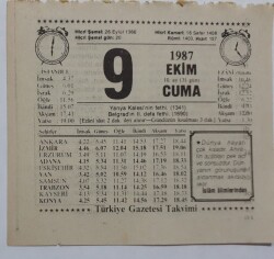 9 Ekim 1987 Takvim Yaprağı - Doğum Günü Hediyesi EFM(N)7117 - Gökçekoleksiyon