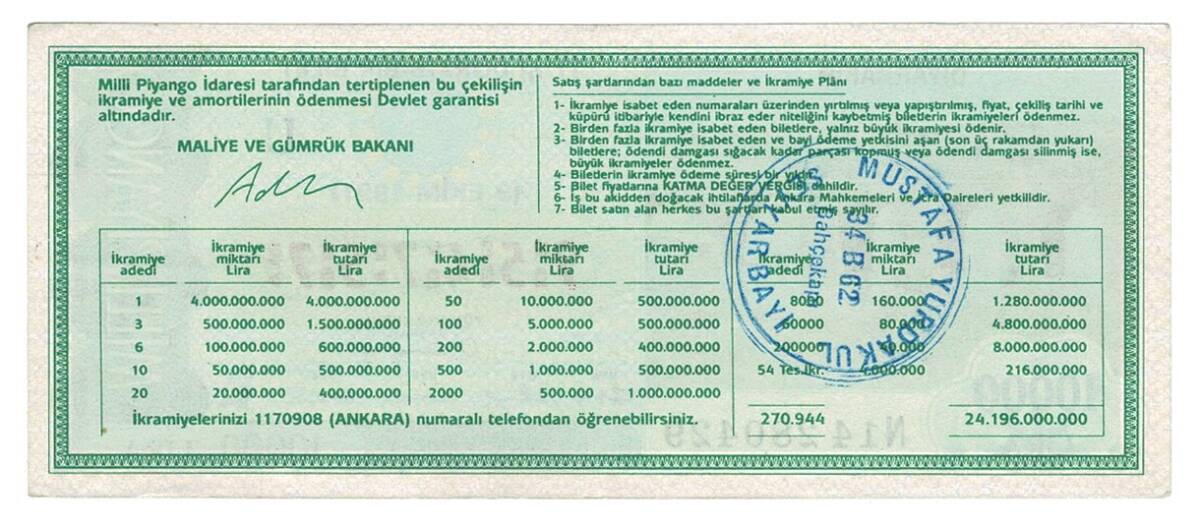 9 Ekim 1991 Çeyrek Bilet PYB4297 - 2
