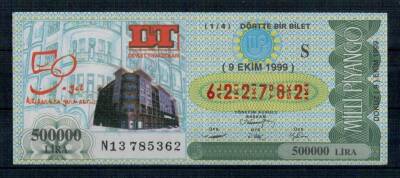 9 Ekim 1999 Çeyrek Bilet PYB2865 - 1
