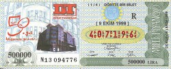 9 Ekim 1999 Piyango Bileti Dörtte Bir Bilet PYB6540 - Gökçekoleksiyon