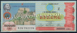 9 Ekim 2003 Yarım Bilet PYB2499 - Gökçekoleksiyon
