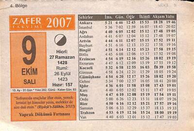 9 Ekim 2007 Takvim Yaprağı - Doğum Günü Hediyesi EFM(N)10622 - 3