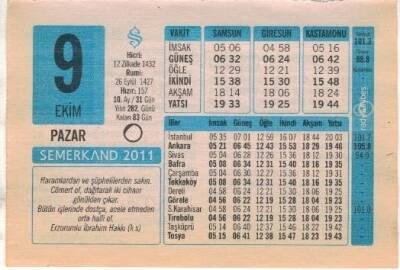 9 Ekim 2011 Takvim Yaprağı EFM(N)1327 - 4