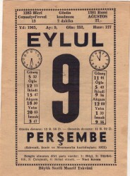9 Eylül 1965 Takvim Yaprağı EFM(N)3600 - 1