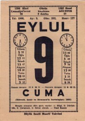 9 Eylül 1966 Takvim Yaprağı EFM(N)3601 - 2