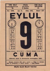 9 Eylül 1966 Takvim Yaprağı EFM(N)3601 - 1