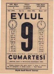 9 Eylül 1967 Takvim Yaprağı EFM(N)3602 - 2
