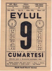 9 Eylül 1967 Takvim Yaprağı EFM(N)3602 - 1