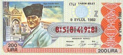 9 Eylül 1982 Piyango Bileti Yarım Bilet PYB6392 - Gökçekoleksiyon