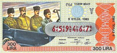 9 Eylül 1983 Piyango Bileti Yarım Bilet PYB6448 - 1